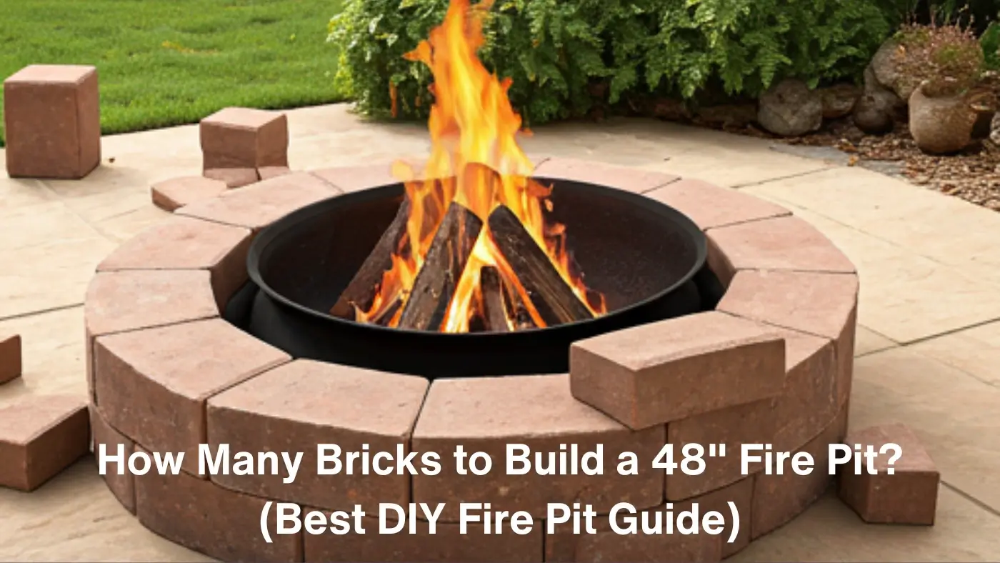 A professional, high-quality image showing how many bricks would be needed to build a 48-inch fire pit, with a step-by-step guide on how to do it.