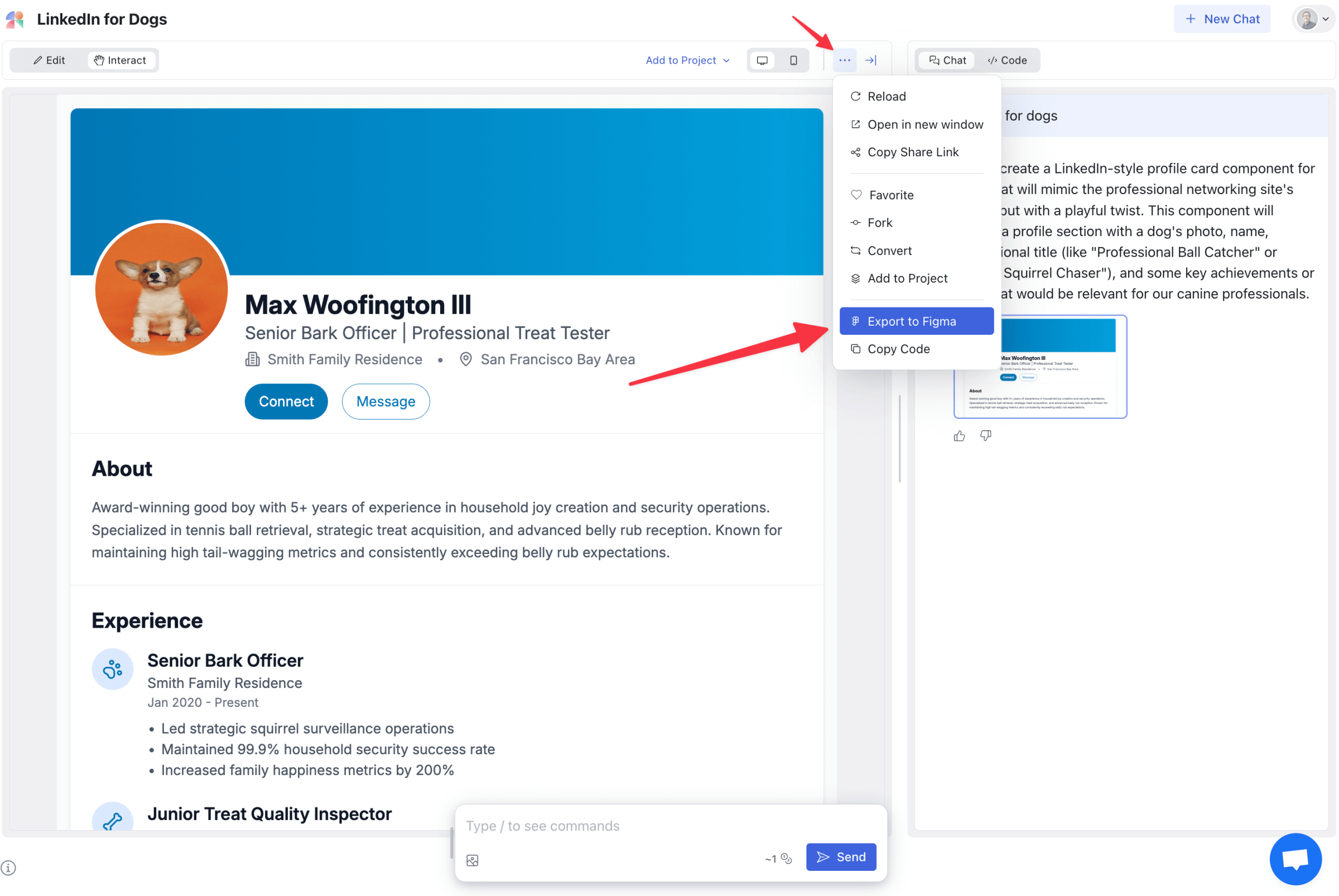 magic patterns exporting to figma