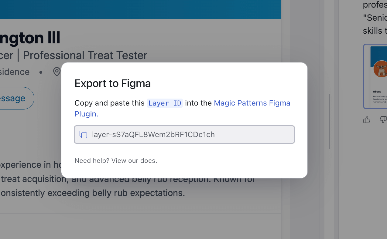 magic patterns exporting to figma