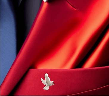 lapel pin on pocket square
