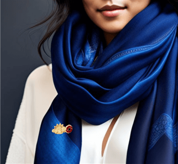 lapel pin on a scarf