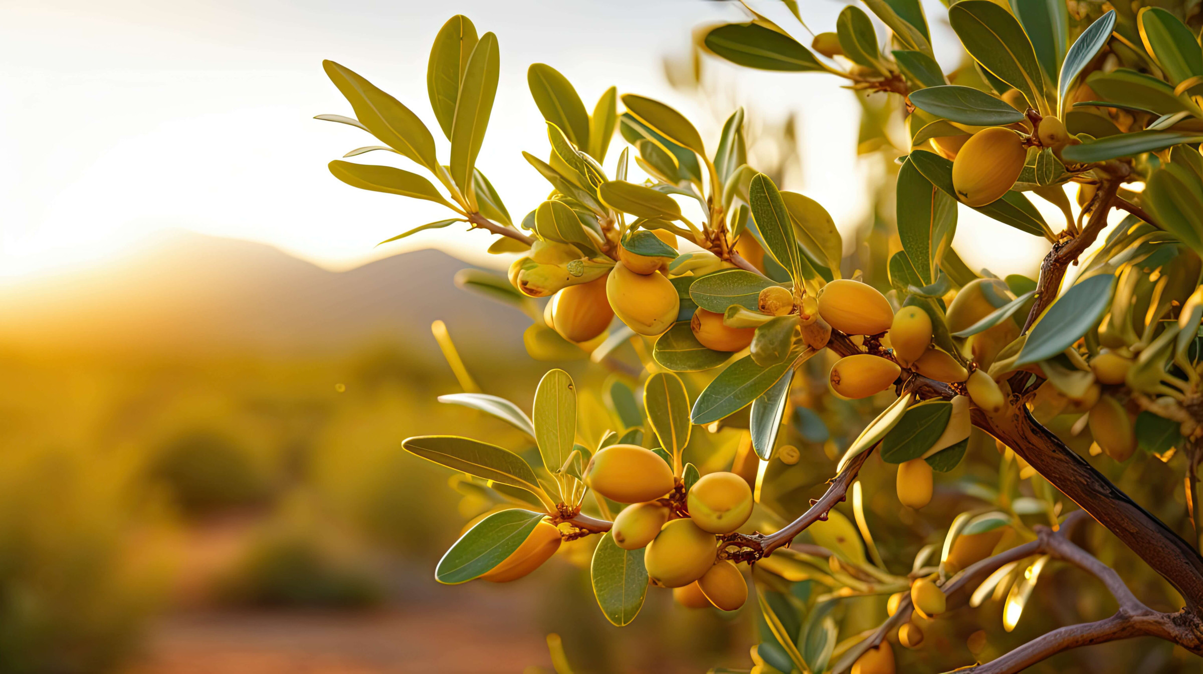 jojoba tree in bloom with fruit