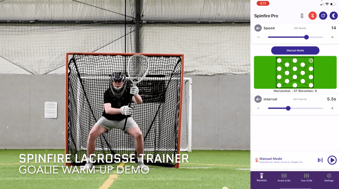 LACROSSE GOALIE WARM-UPS WITH THE SPINFIRE LACROSSE TRAINER