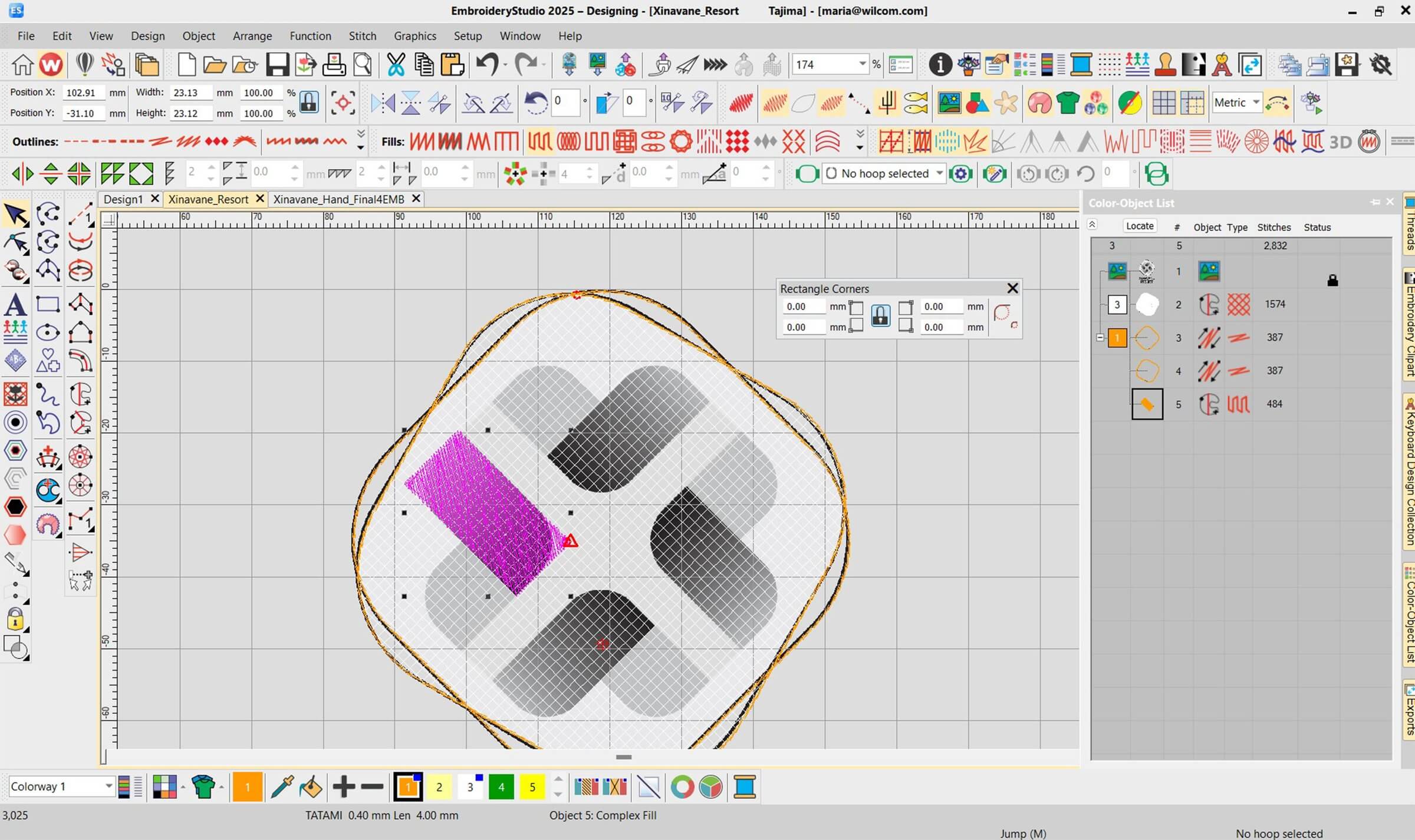 Laydown Stitch and Rounded Corners