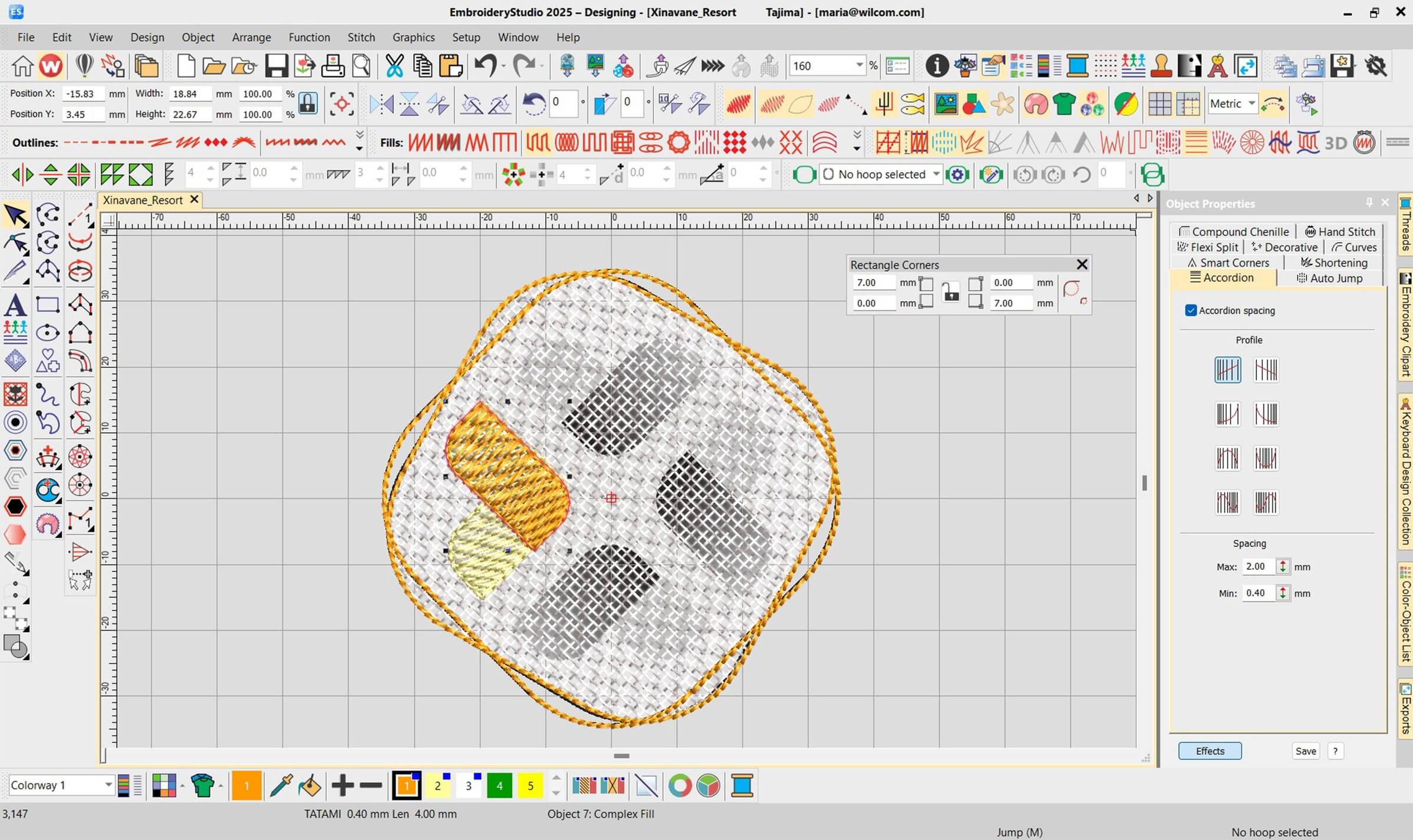 Laydown Stitch and Rounded Corners