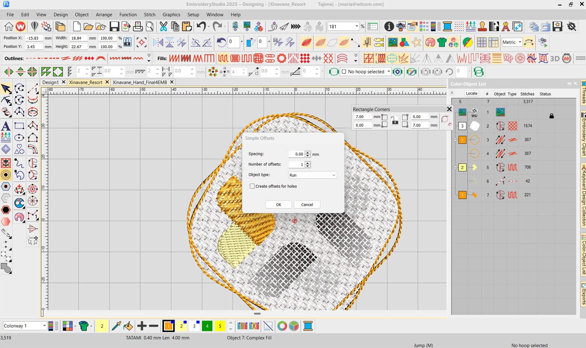 Laydown Stitch and Rounded Corners