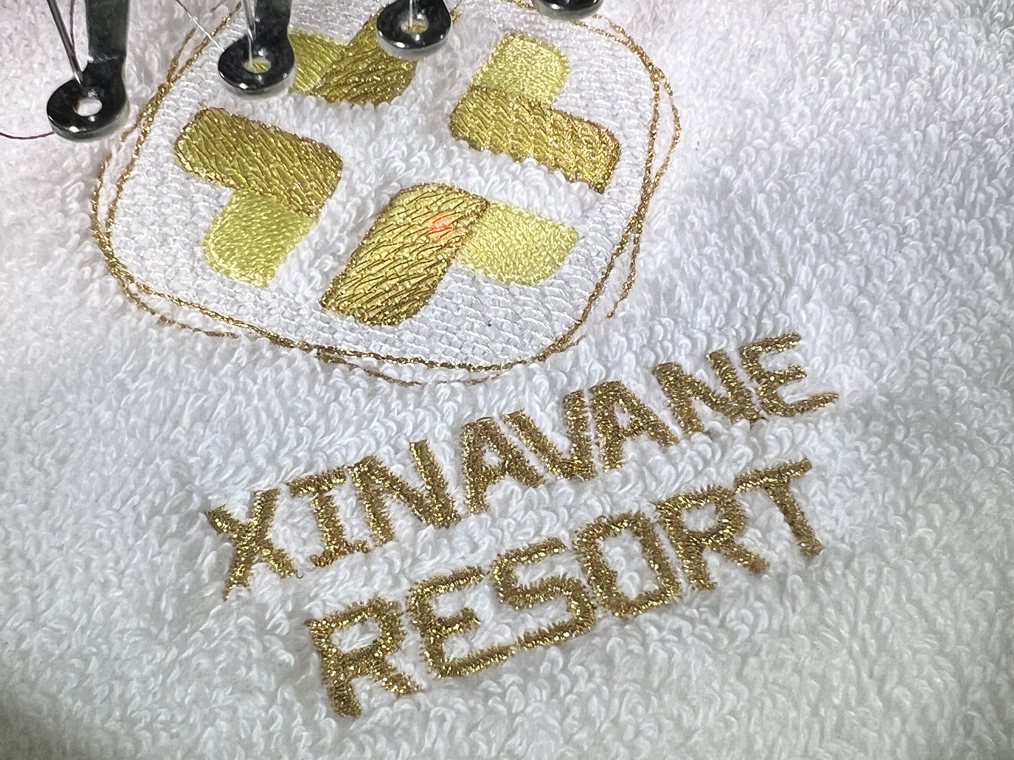 Laydown Stitch and Rounded Corners - Metallic Thread