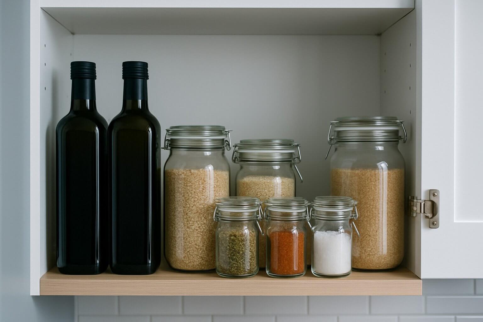 pantry storage setup - olive oil cooking tips