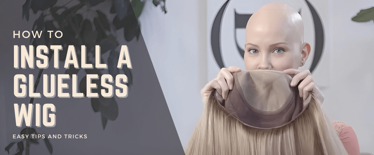 A woman providing a glueless wig install tutorial