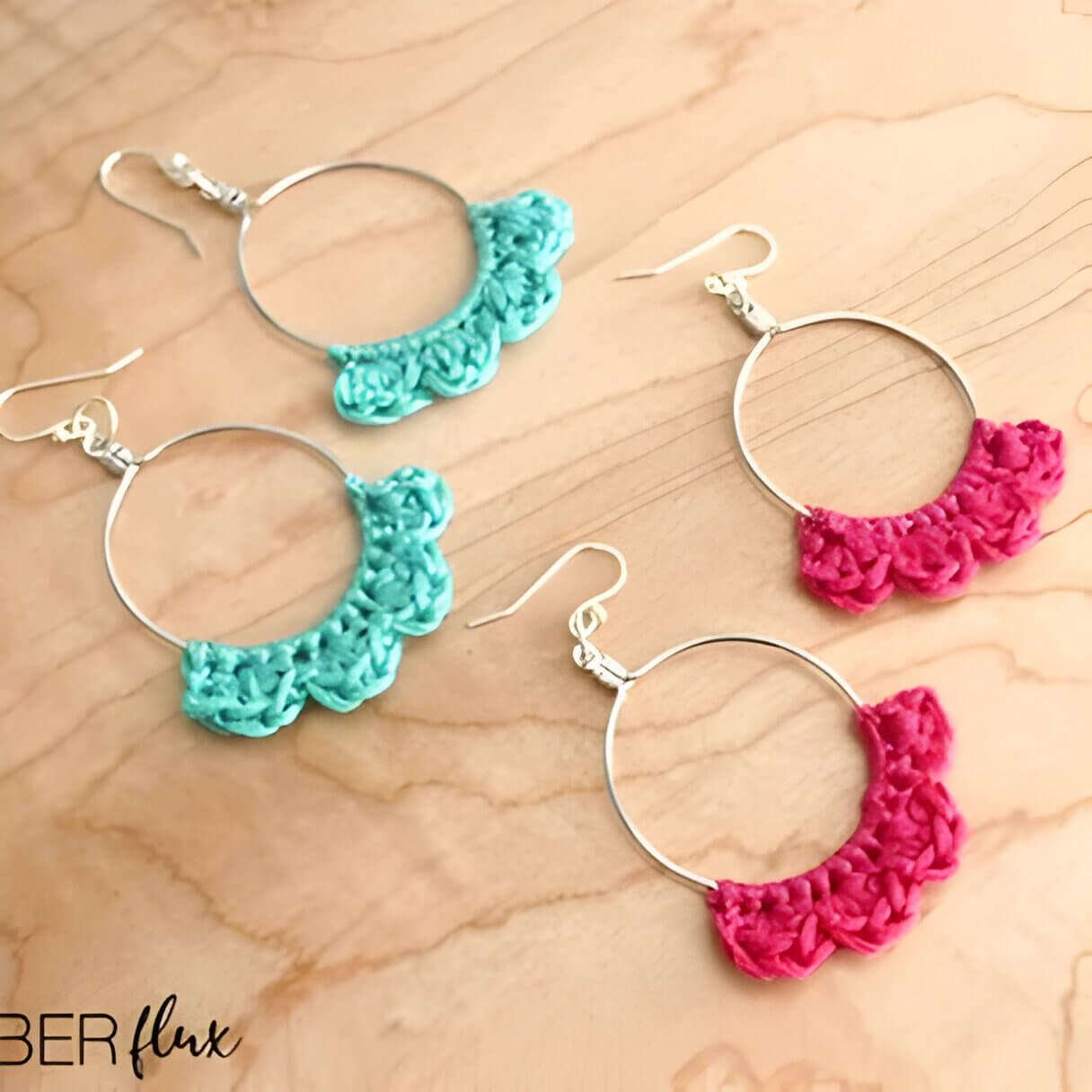 Caribbean Wave Hoops handmade crochet