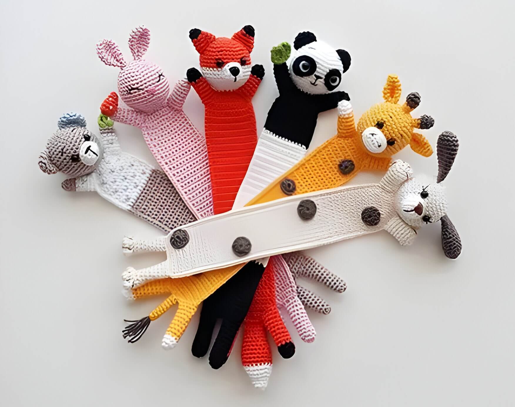 6 animal design crochet bookmarks