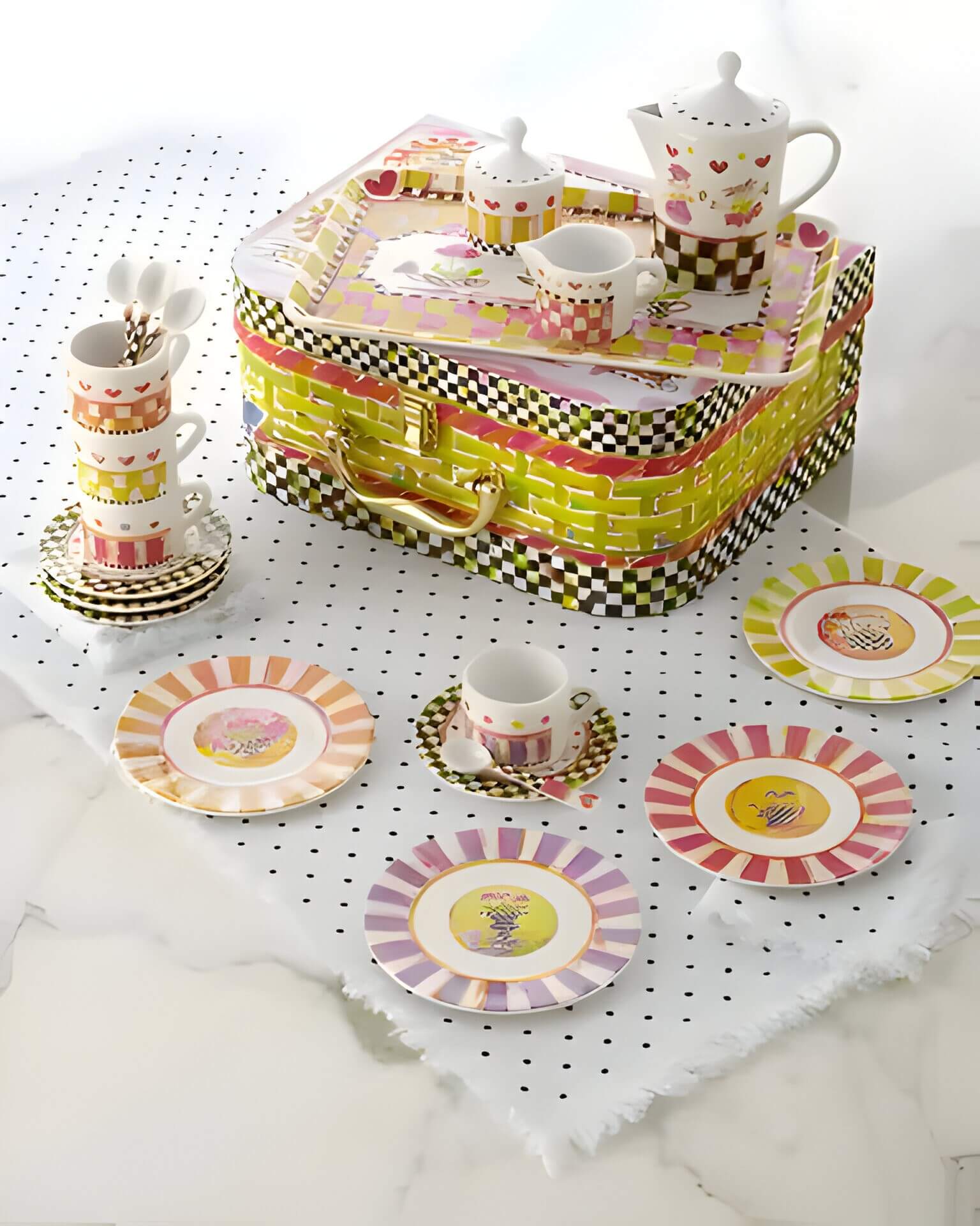 a children's multicoloured tea party set