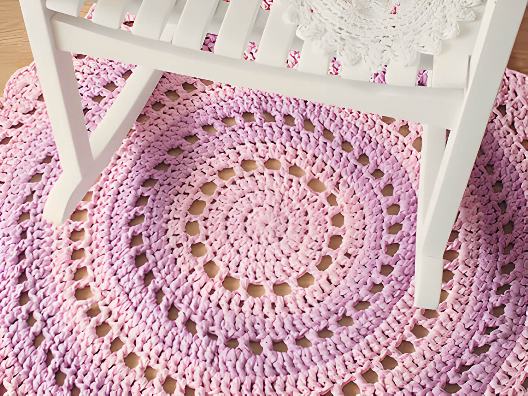 a pink crochet rug