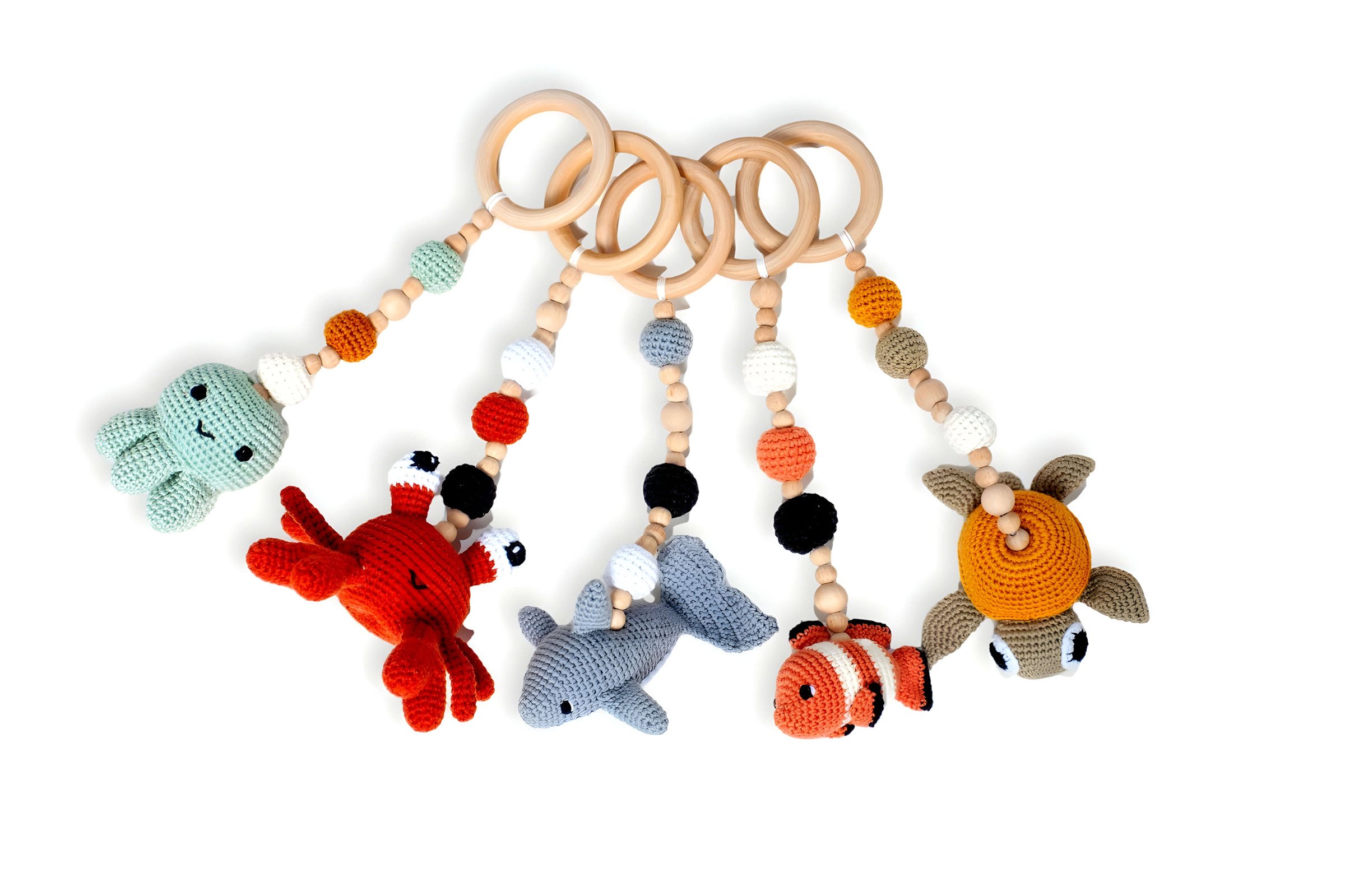 Personalized Foldable Baby Play Gym with Hanging Crochet Hanging Toys