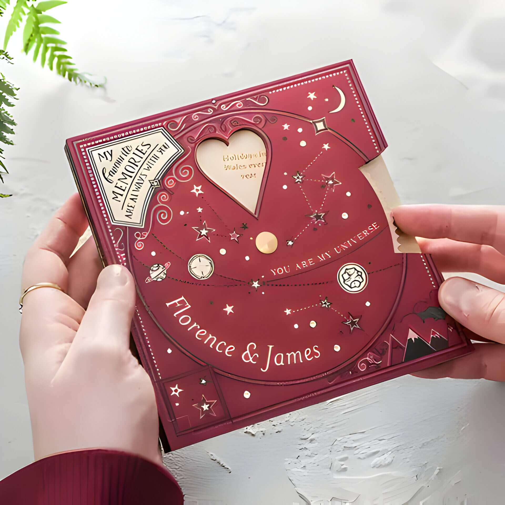 A red planner book for couples