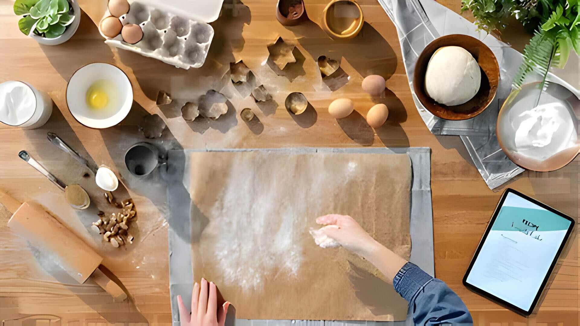 an Ariel photo of someone baking