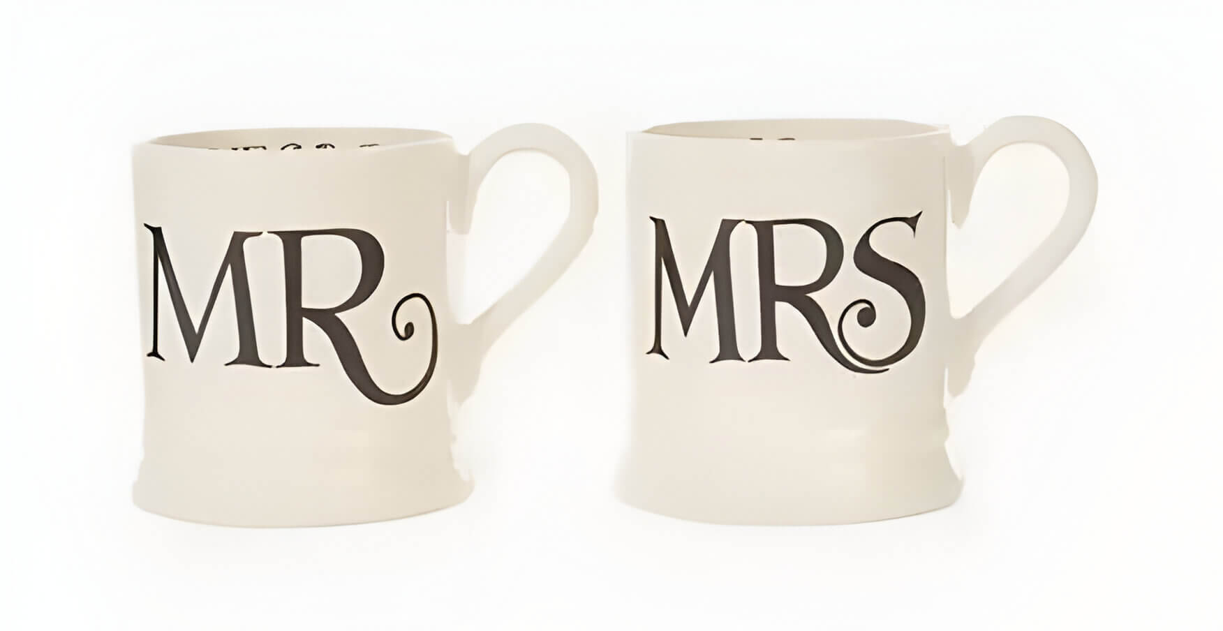 2 cream mugs with Mr & Mrs on.