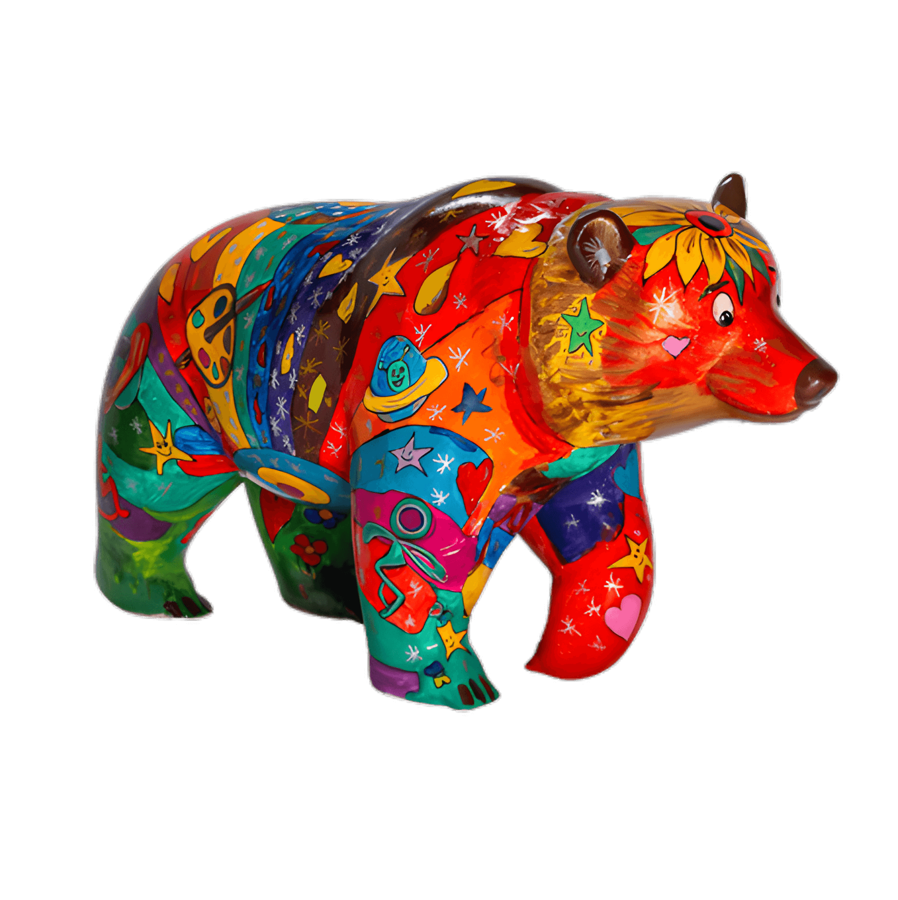 Colourful bear statue with modern glamor