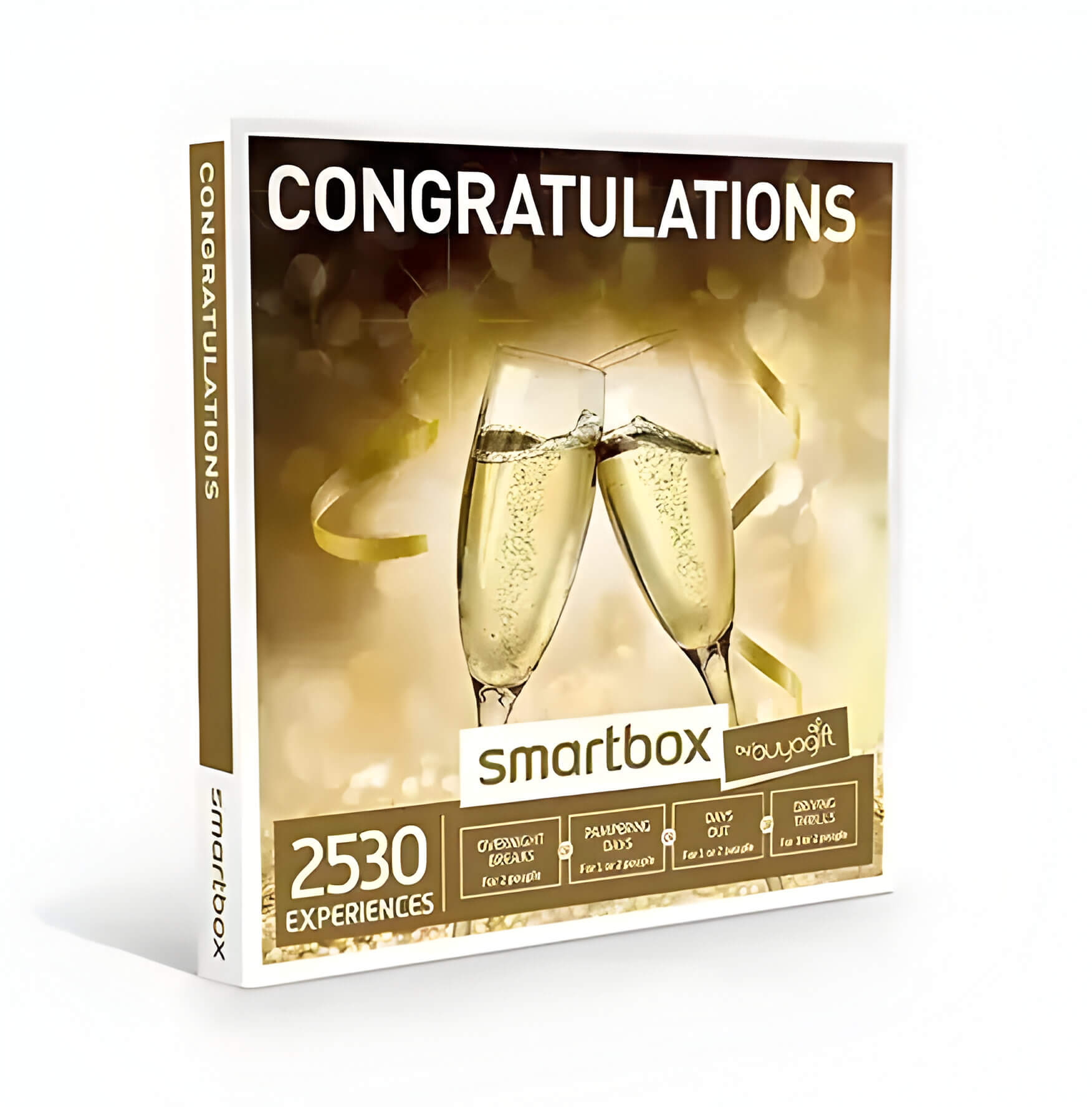 a gift experience box with 2 prosecco glasses