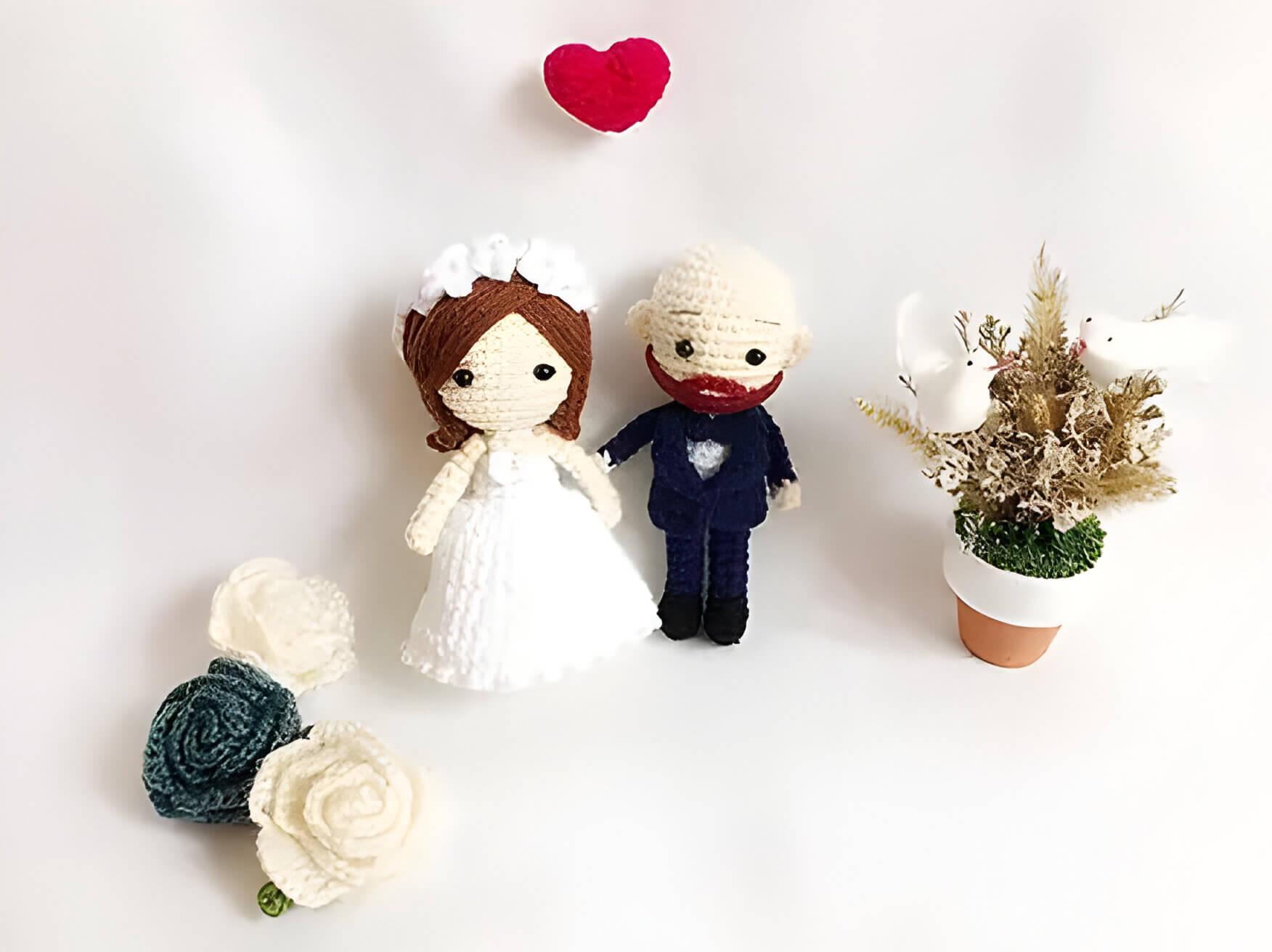 a crochet bride and groom