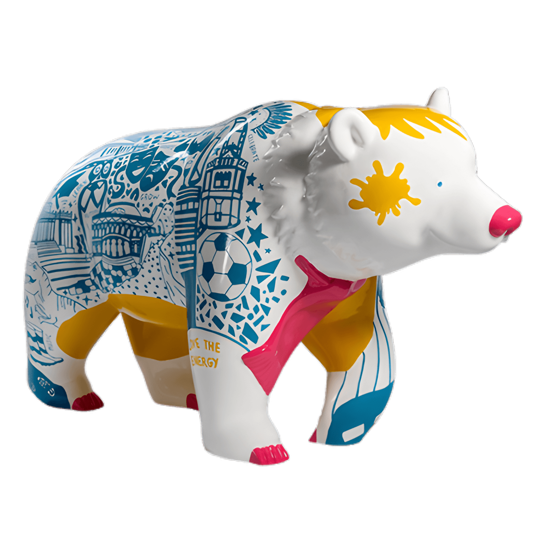 Bear statue with traditional designs