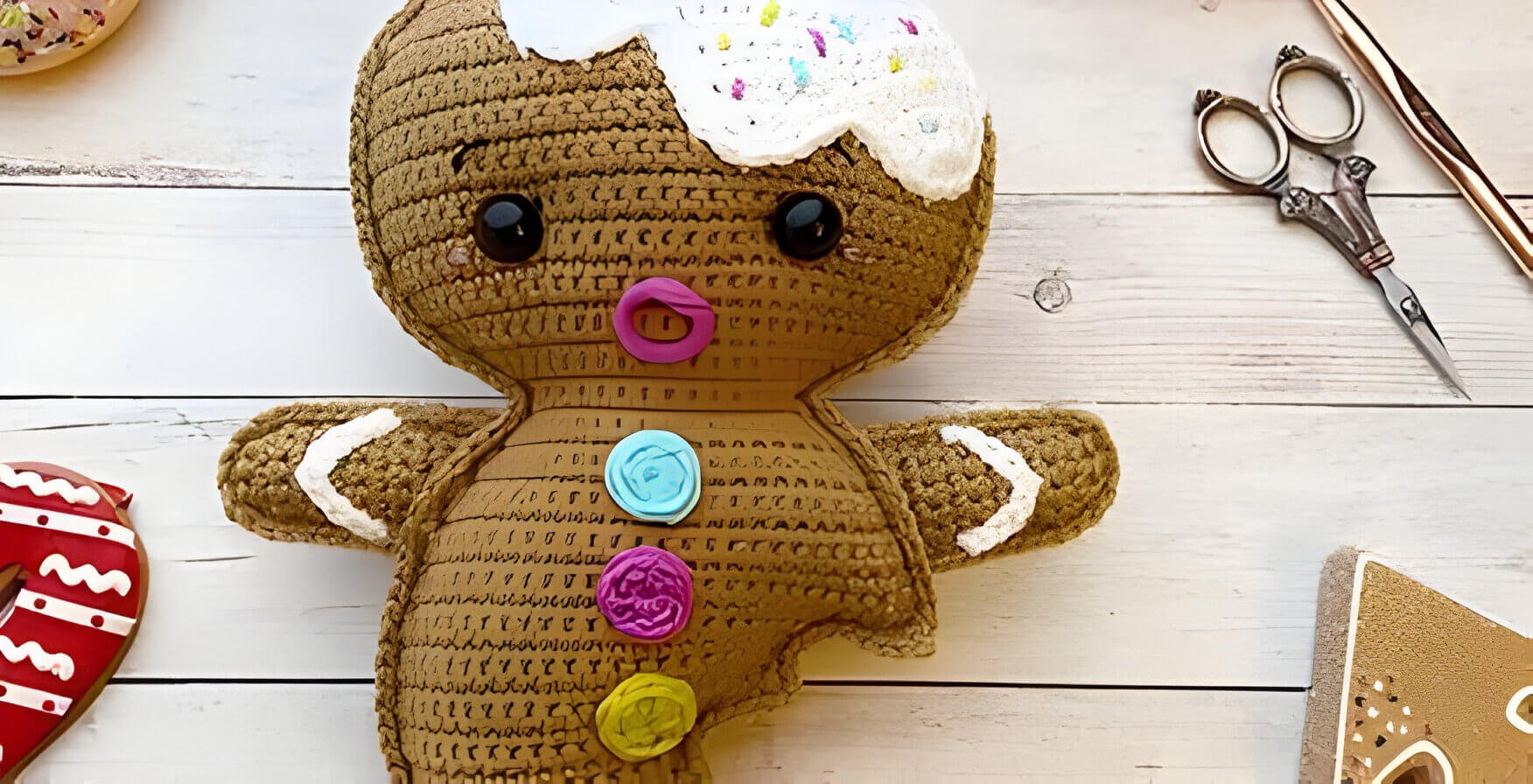 a crochet gingerbread boy