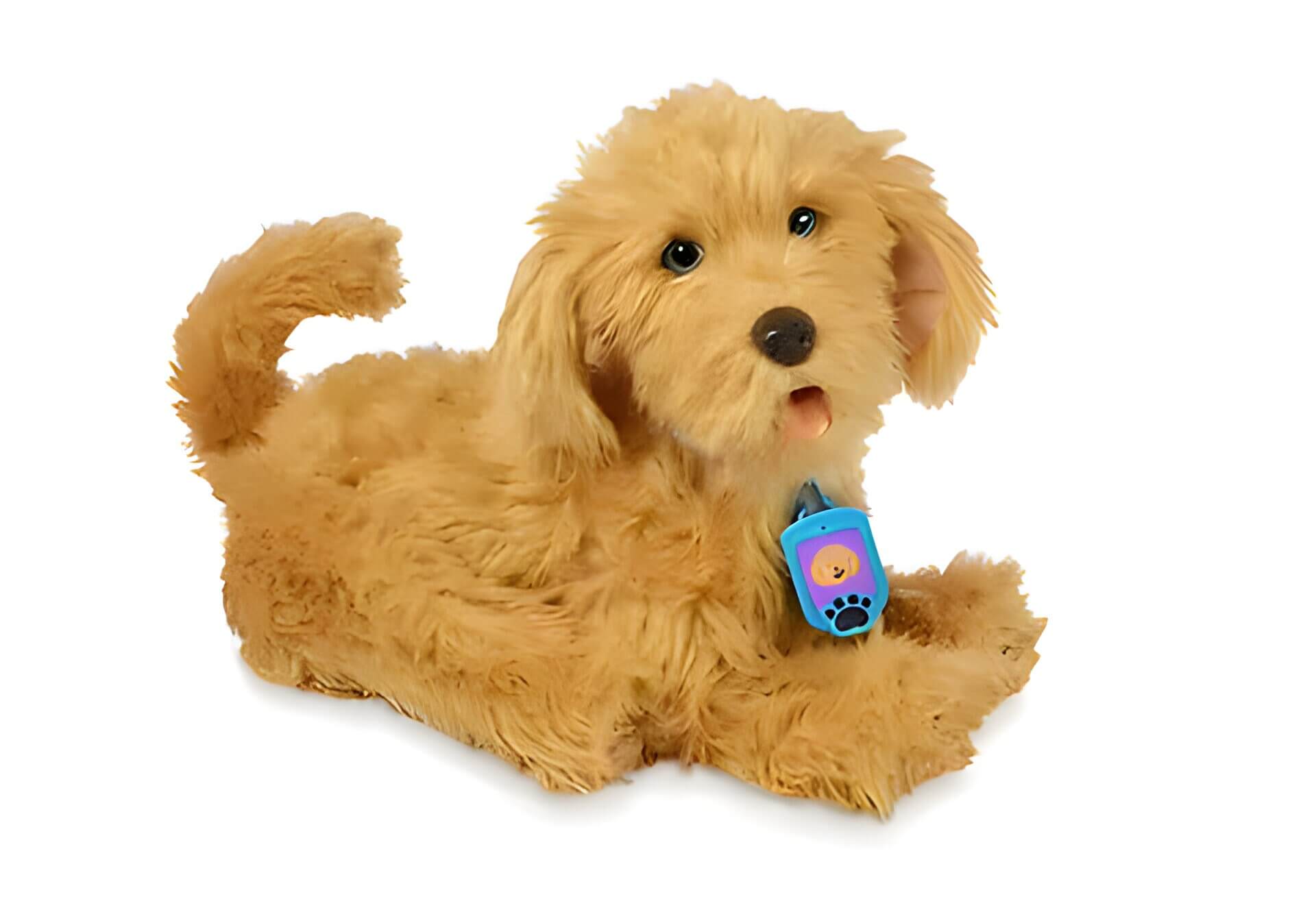 a brown interactive dog, children's toy