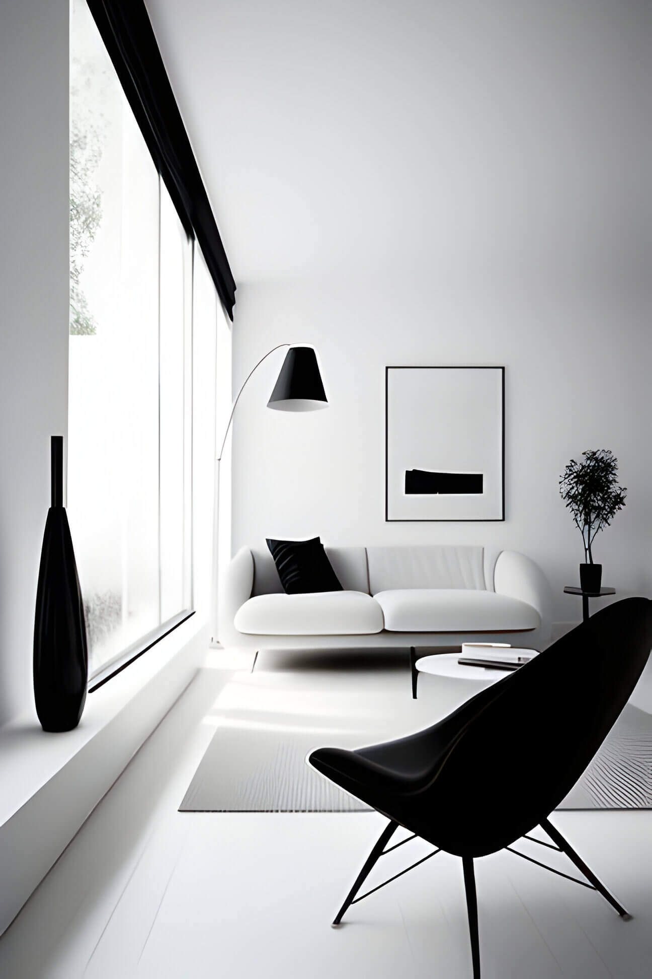 a black and white minimalist interior design