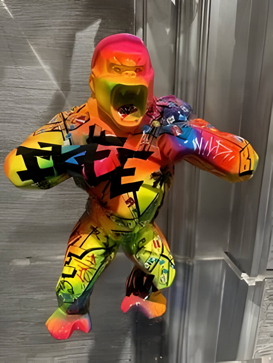 Colourful gorilla statue