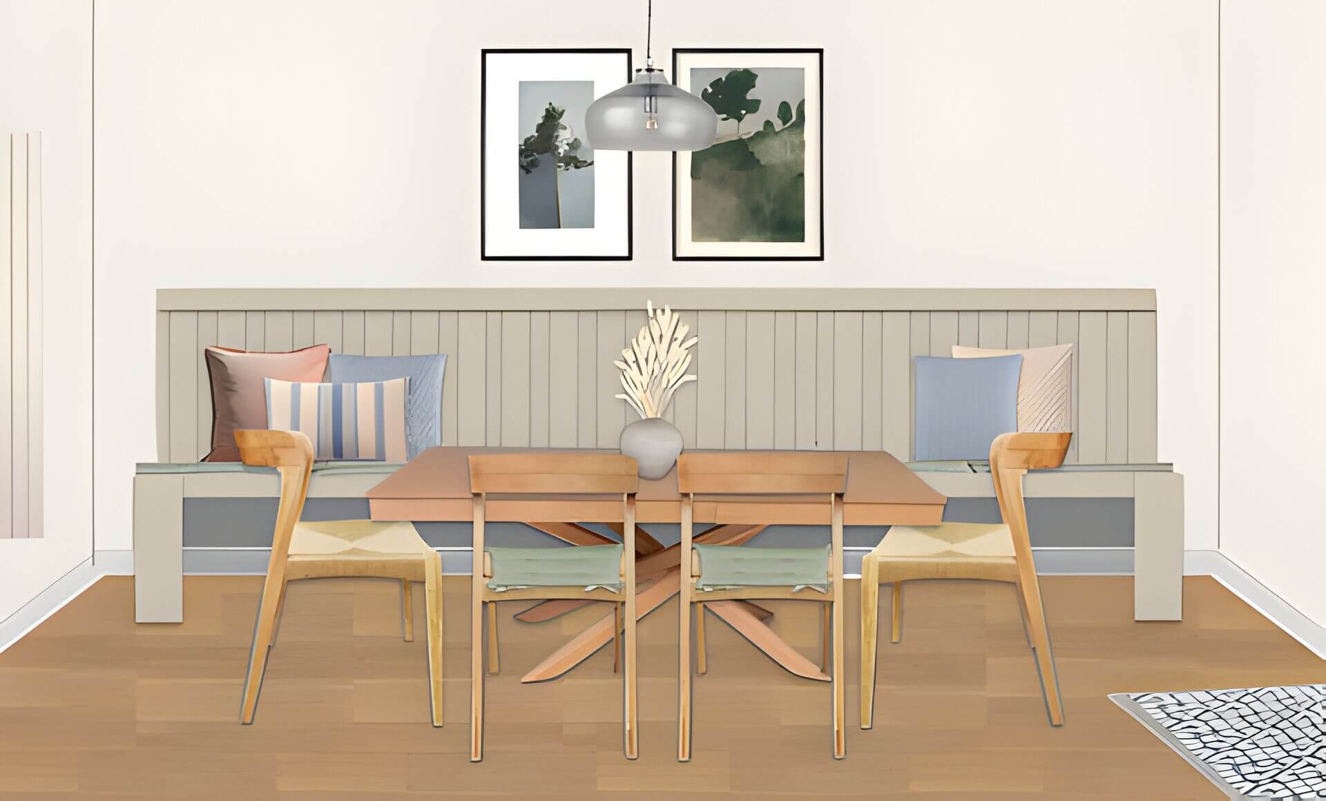 an interior designers mock up of a room