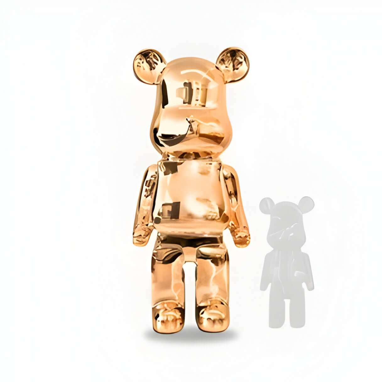 A rose gold giant bears sculpture
