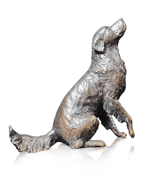 Richard Cooper Medium Retriever Sitting Bronze Sculpture