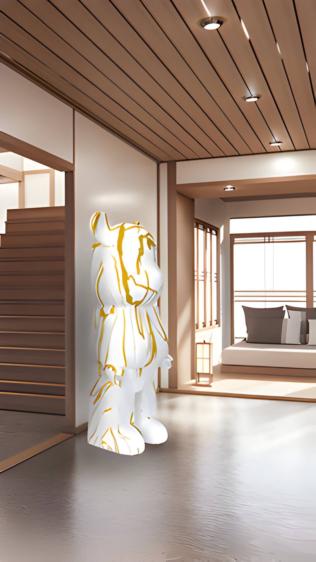 a giant bear in a hallway