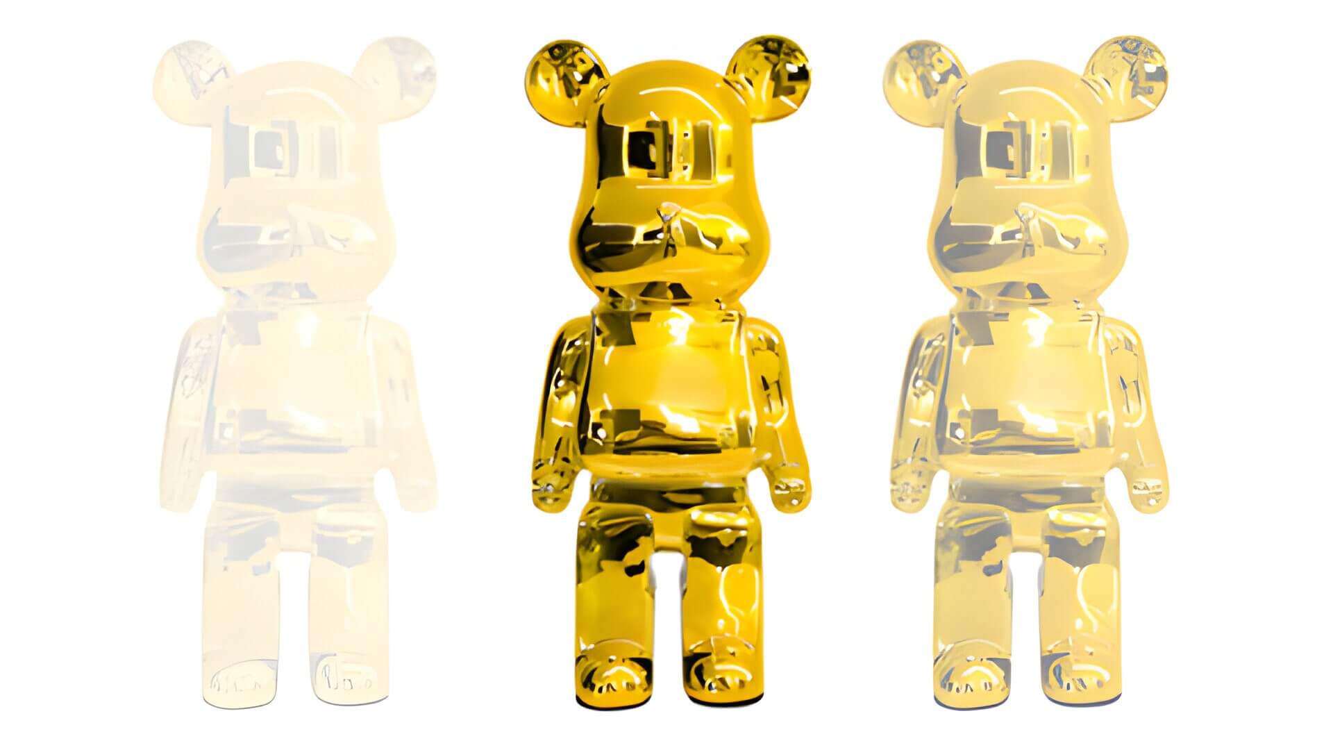 3 giant bears gold sculptures