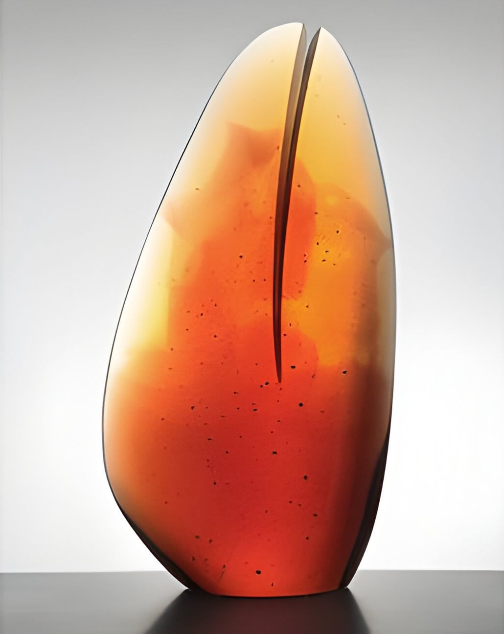 Ombre orange and yellow glass art sculpture