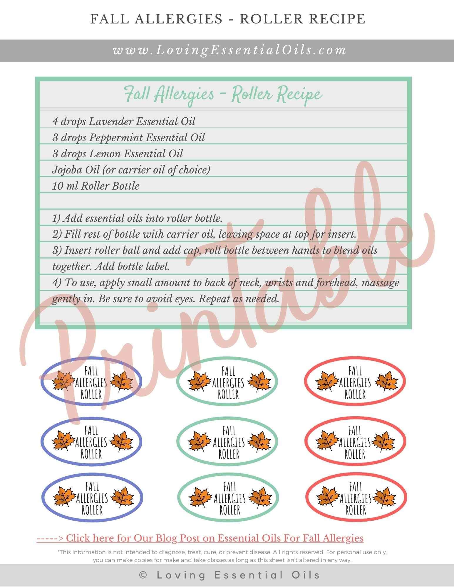 fall essential oil allergy roller recipe printable pdf
