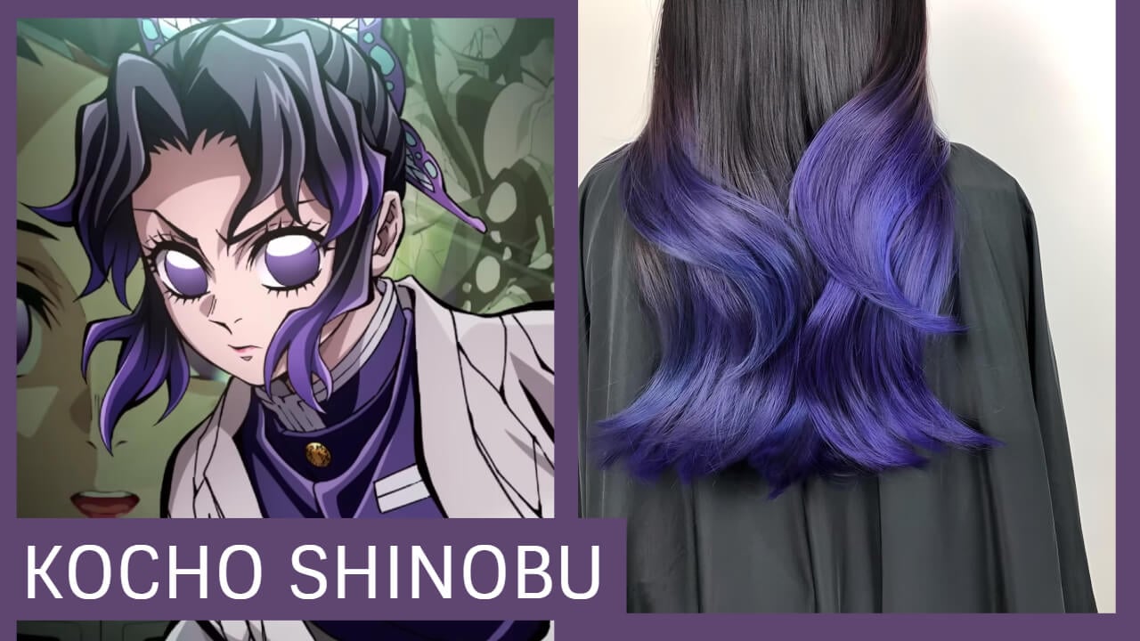Shinobu's playful purple tips look like she dipped them in a magical potion!