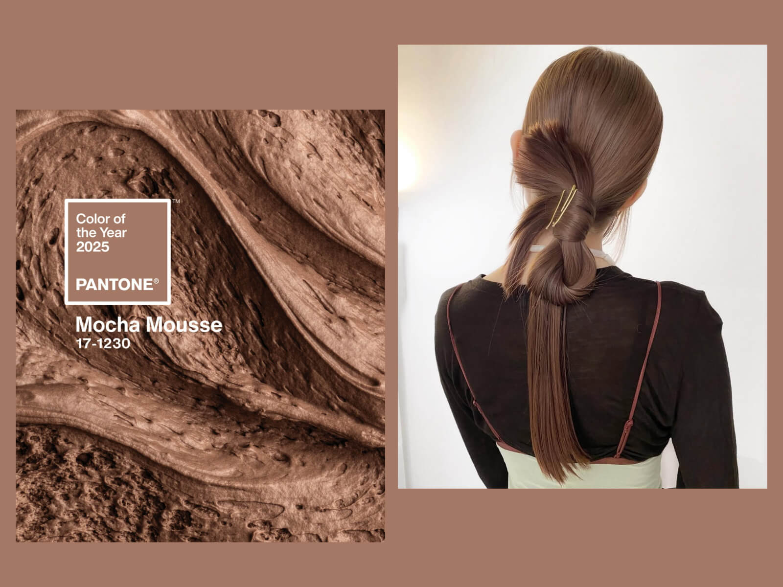 Mocha Mousse hair color is a medium brown color with soft chocolate undertones.