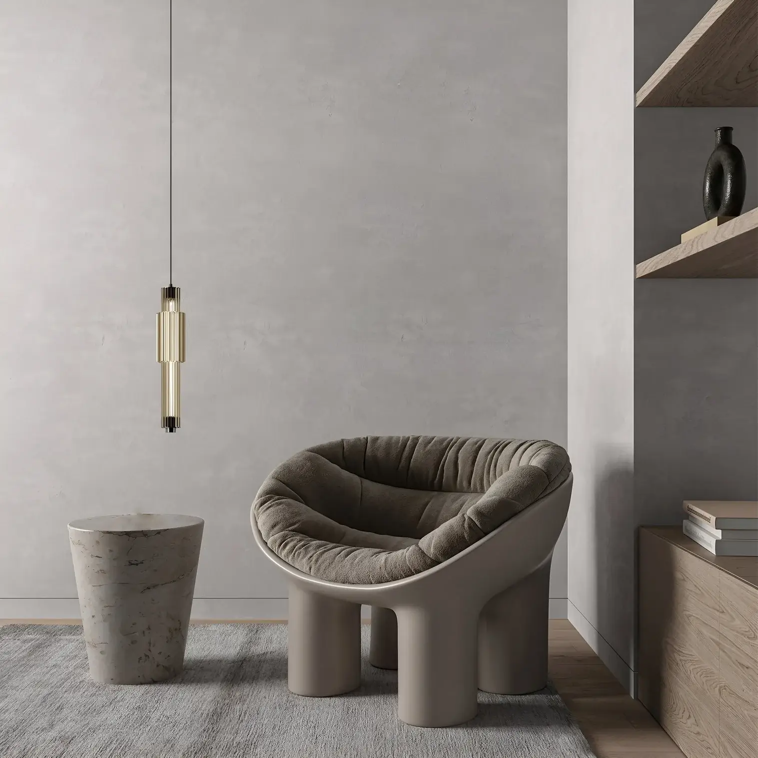This fluted glass pendant with metallic accents offers a warm, subtle glow. Perfect for seating areas or hallways, it adds elegance and blends seamlessly with modern interiors.
