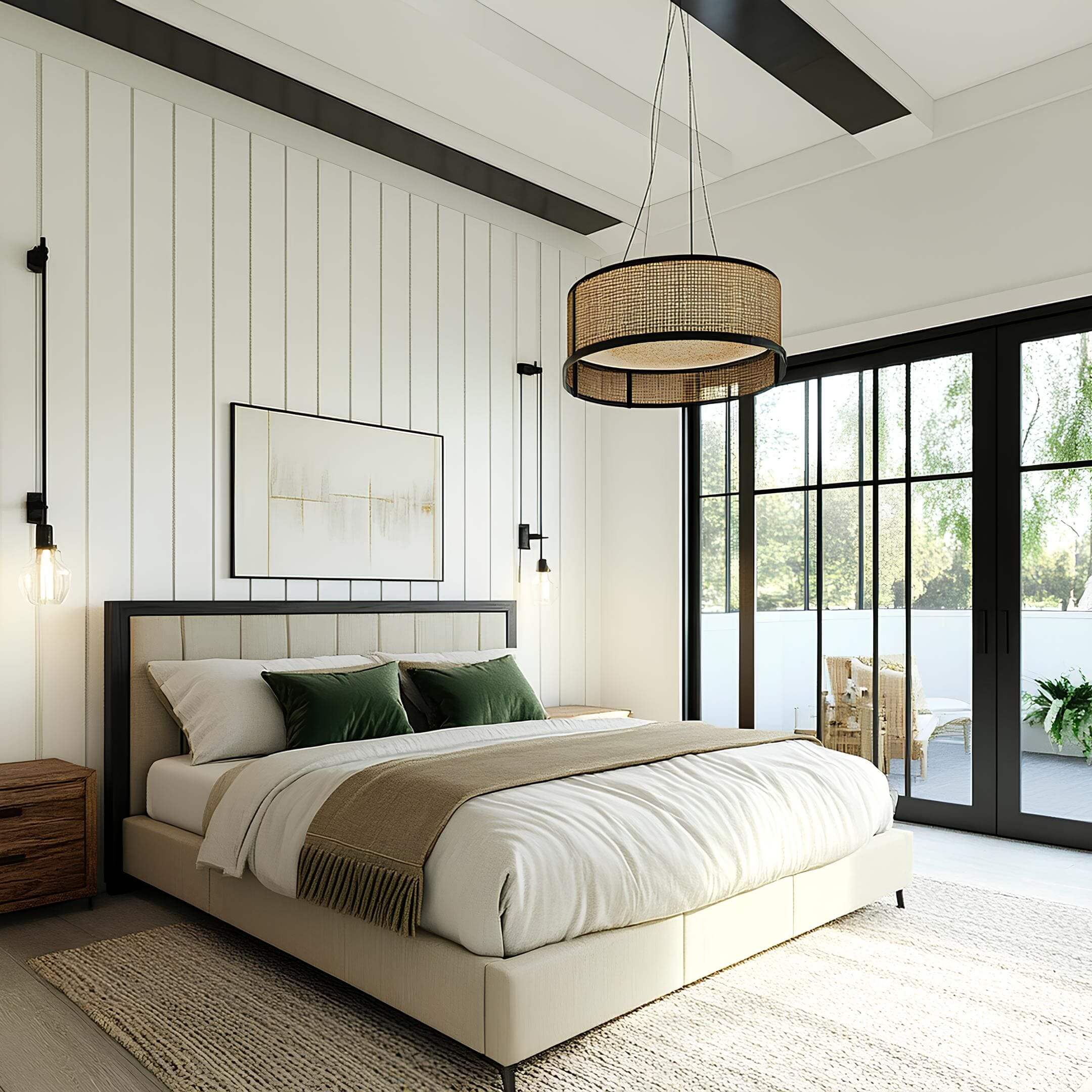 Organic wool duvet on a modern white bed