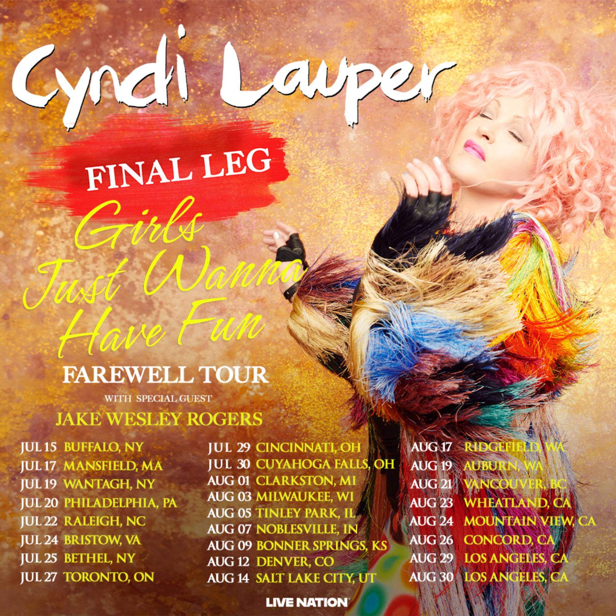 Cyndi Lauper 'Girls Just Wanna Have Fun' Farewell 2025 North American tour poster. Credit: PRESS.