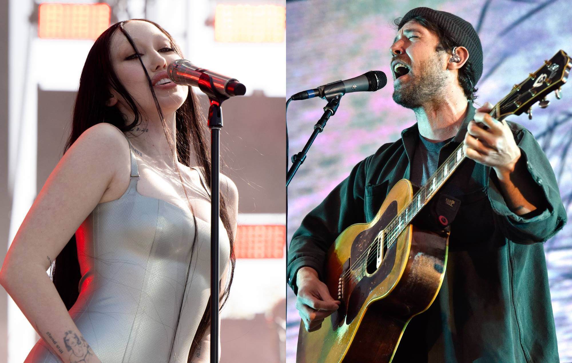 Noah Cyrus and Robin Pecknold of Fleet Foxes. CREDIT: Scott Dudelson/FilmMagic and Tim Mosenfelder/Getty Images