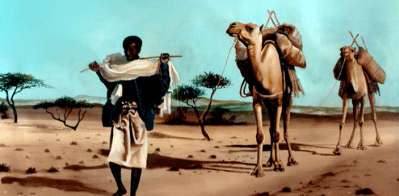 Image of somali nomad with Camels