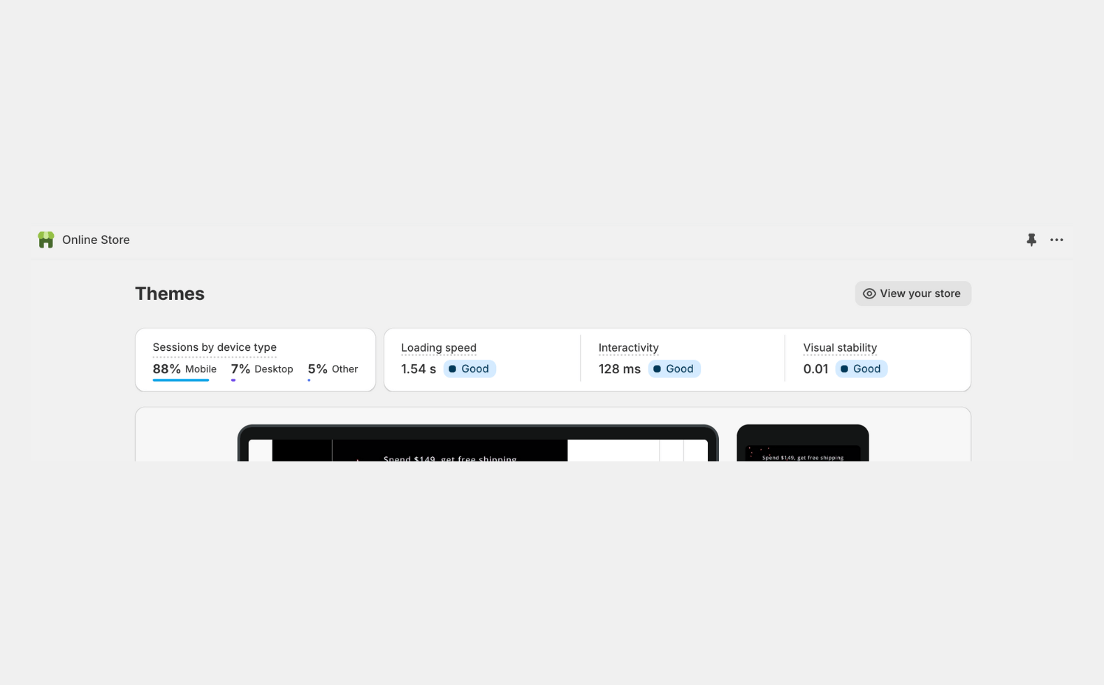 Screenshot of an e-commerce site's device type mix