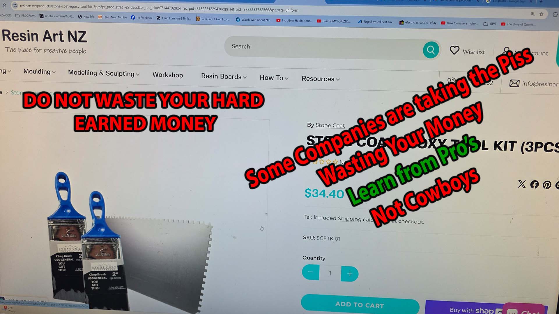 Resin Art NZ Image of a website selling gimmicks