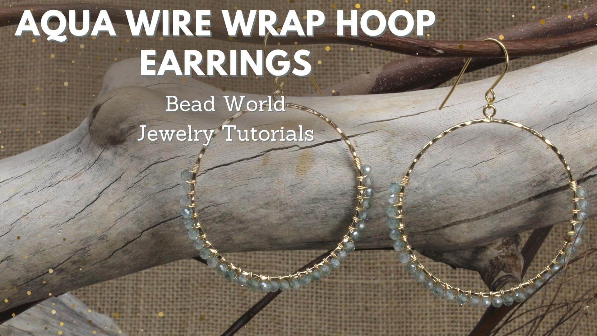 Aqua Wire Wrap Hoop Earrings