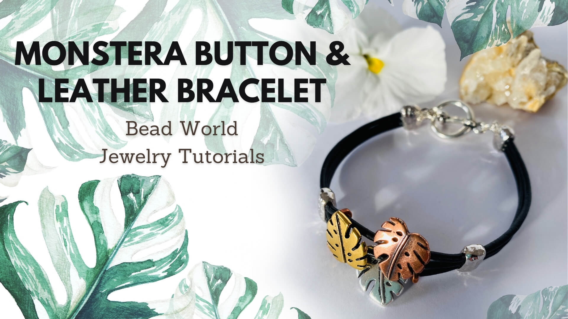 ​Monstera Button & Leather Bracelet