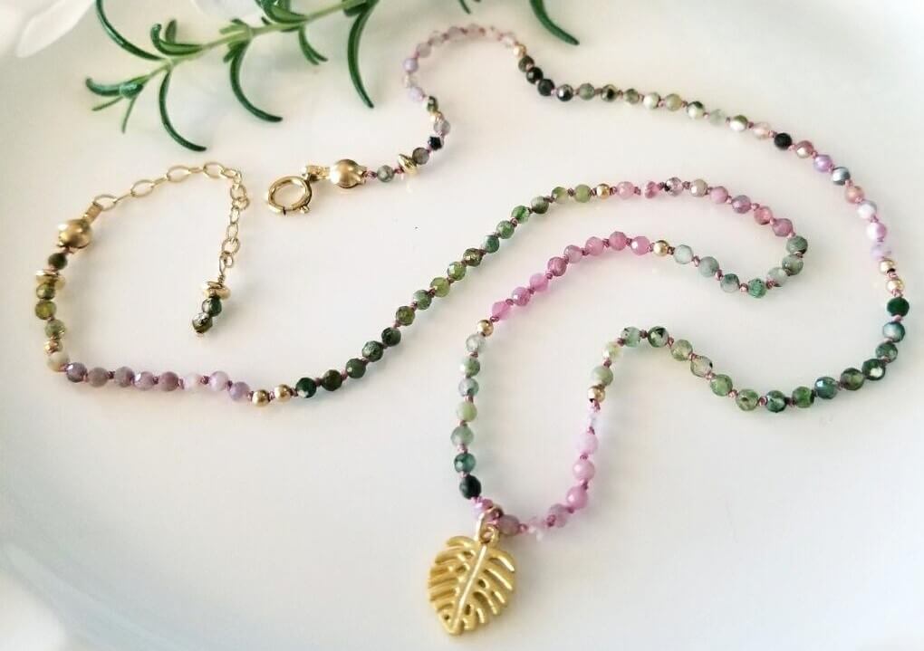 ​Delicate Tropical Knotted Gemstone Choker