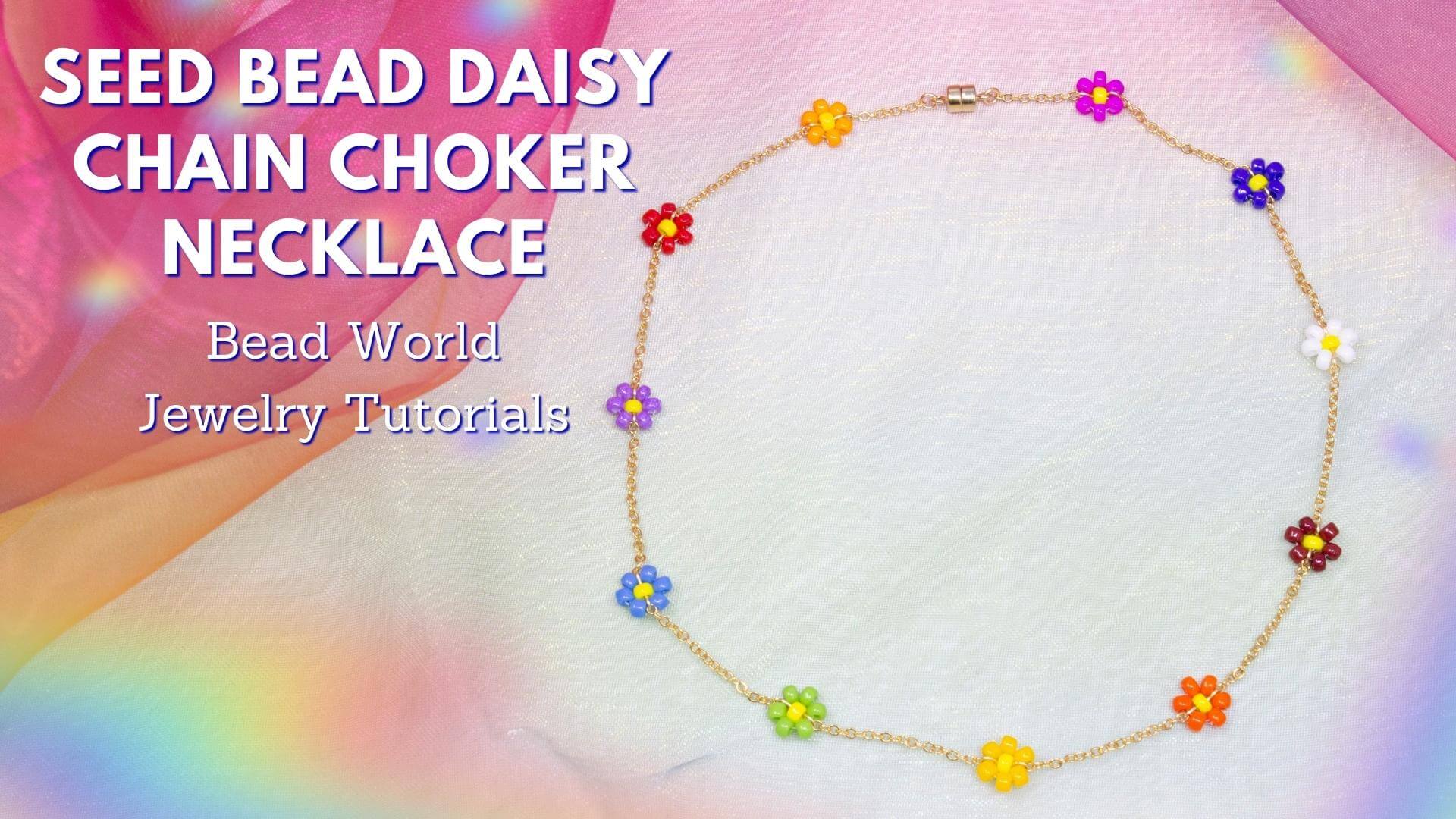 Seed Bead Daisy Chain Choker Necklace