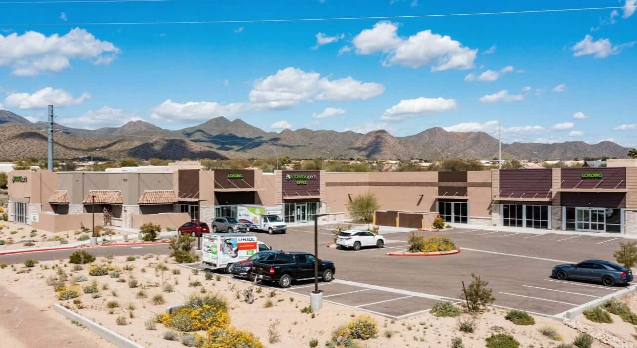 Outdoor RVs are parked at STORAGExperts in Scottsdale, AZ where open storage options offer flexibility for short-term and seasonal use.